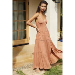 L Space Sunrise Escape Cover Up Maxi Dress in Putty Size Large